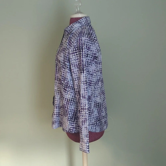 Chico's Blue Violet Dot Blouse, US 2 - Picture 2 of 6